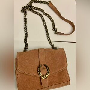 Zara crossbody pink suede with chain long strap